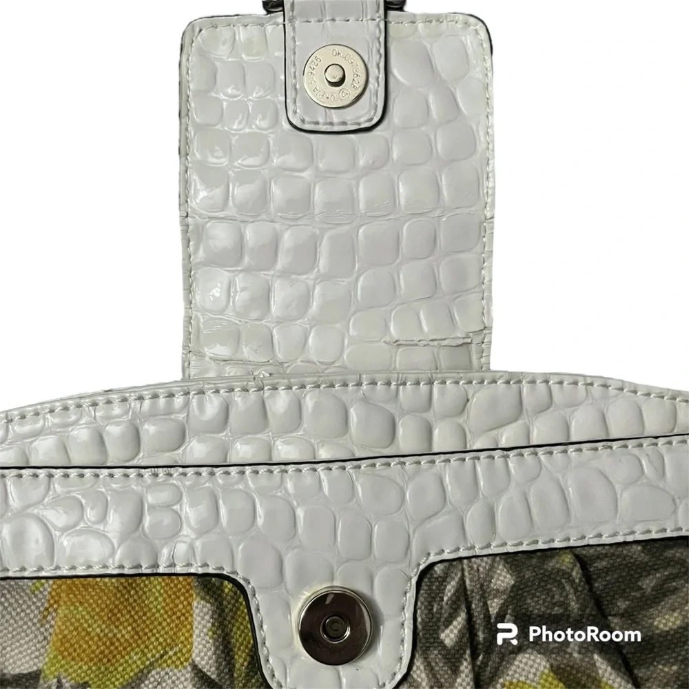 GUESS Liliana Yellow Tan White Floral Clutch Purse Crossbody Bag